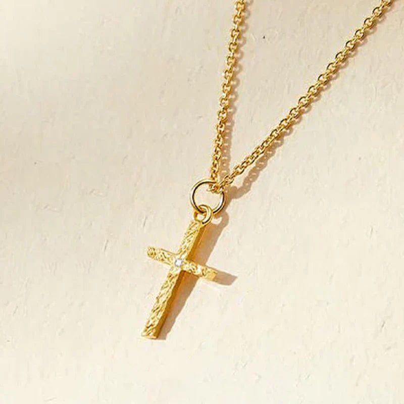 Halsbandsset med kors och initial | Guld
