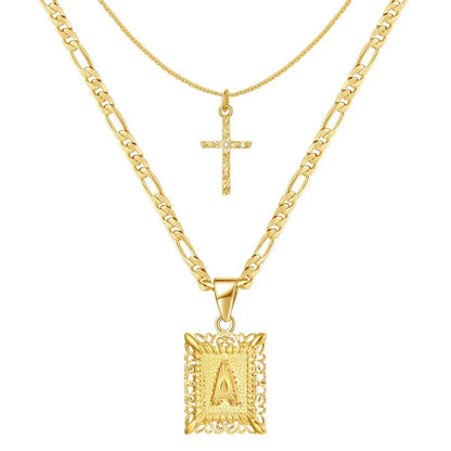 Halsbandsset med kors och initial | Guld