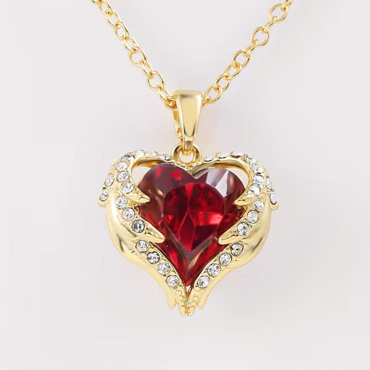 Halsband Angel Embrace Ruby Heart | Guld