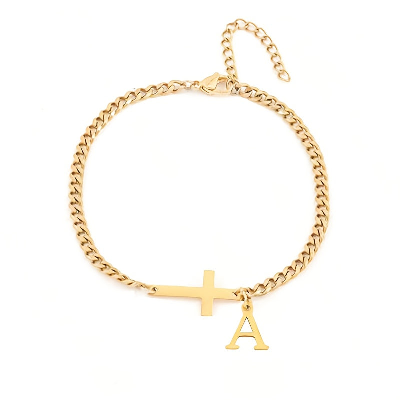 Initialkorsarmband | Guld
