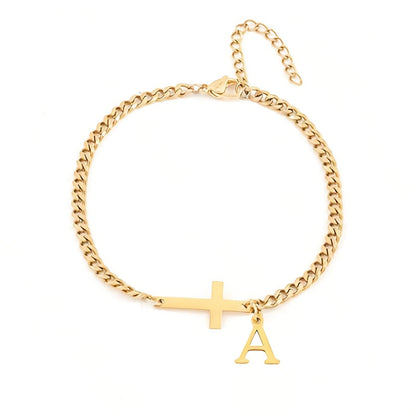 Initialkorsarmband | Guld