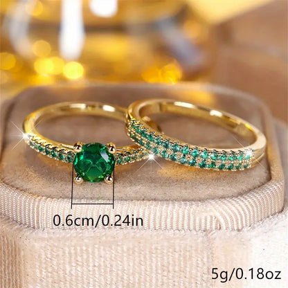 Serena Emerald Duo-ringset | Guld