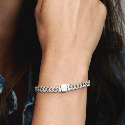 Pavé-armband med kubansk länk | Guld