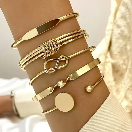 Knotted Elegance-armbandsset | Guld