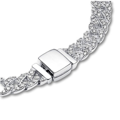 Pavé-armband med kubansk länk | Guld