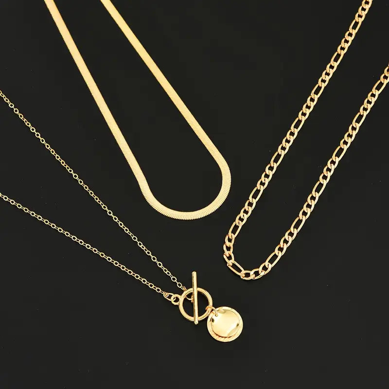 Savira Textured Coin Layered-halsband | Guld