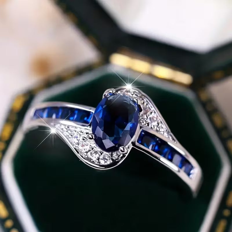 Sapphire Flow-ring | Vitguld