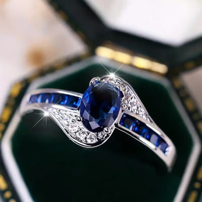 Sapphire Flow-ring | Vitguld