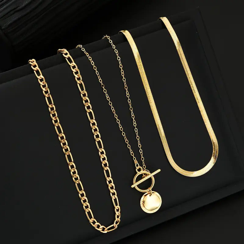 Savira Textured Coin Layered-halsband | Guld