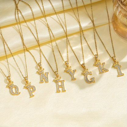 Initialhalsband med krona | Guld