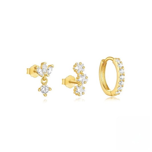 Trio Mila Essentials enkelsidiga örhängen set | Guld