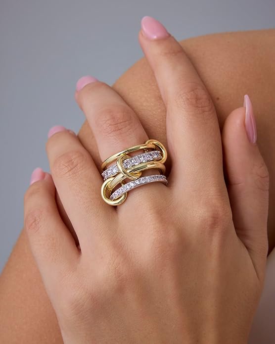 Interlock Stack-ringar | Guld
