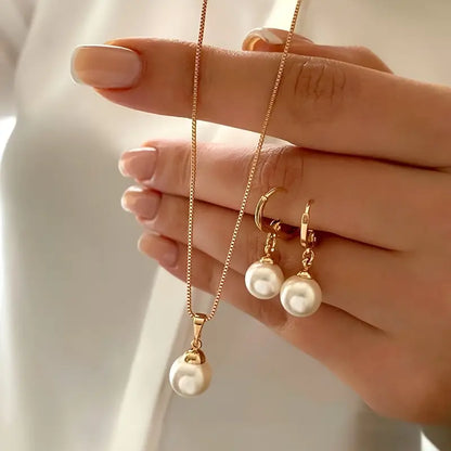 Golden Grace smyckesset med pärlor | Guld