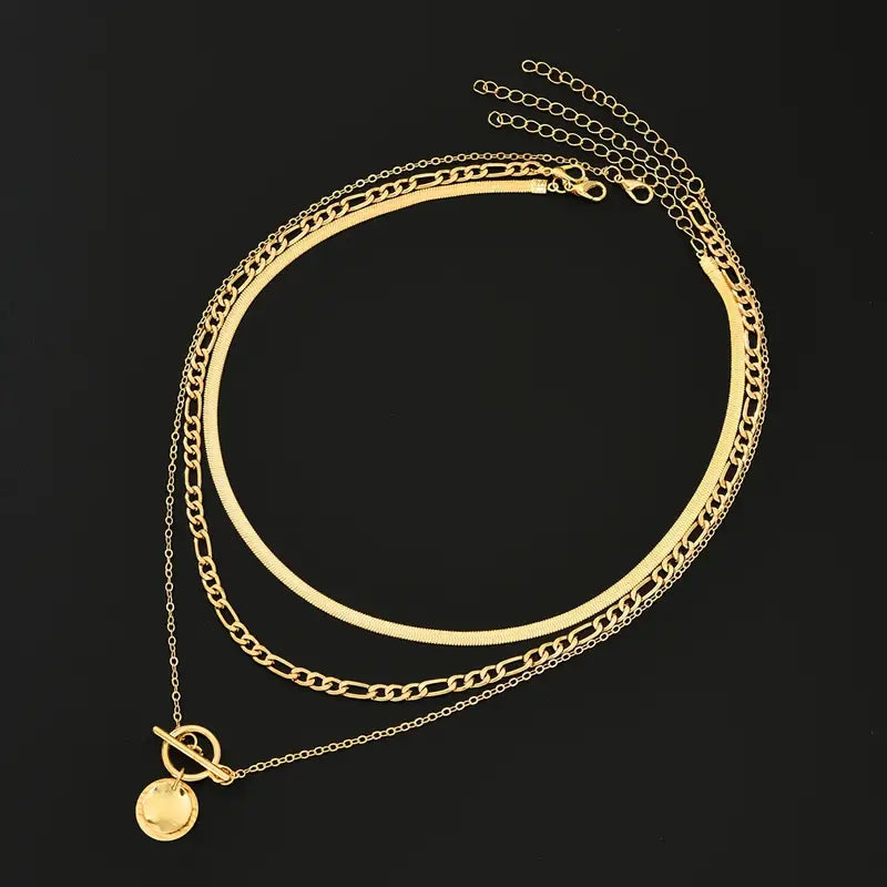 Savira Textured Coin Layered-halsband | Guld