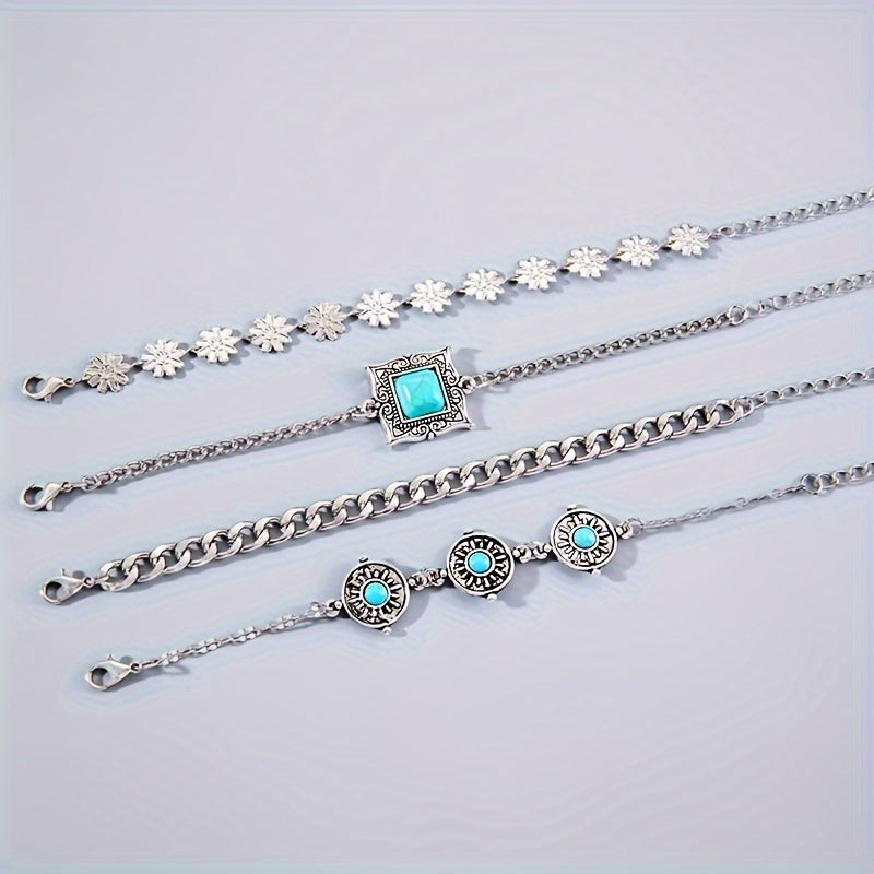 Sky Stone Layered-armbandsset | Vitguld