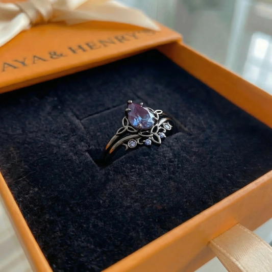 Ametist Layers-ring | Vitguld