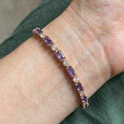 Tennisarmband med ametistprisma | Roséguld