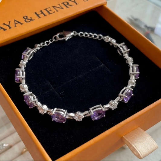 Ametist Starlight-armband | Vitguld