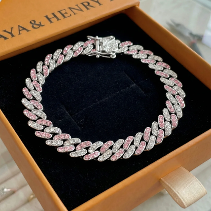Arctic Blush kubanskt armband | Vitguld