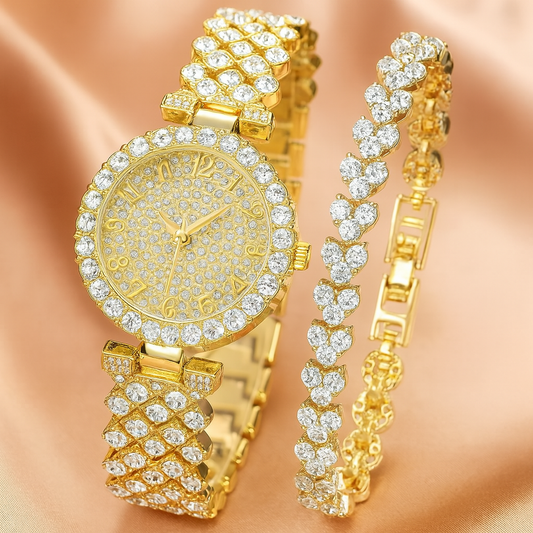 Luxe Radiance guldklocka & armbandsset | Guld