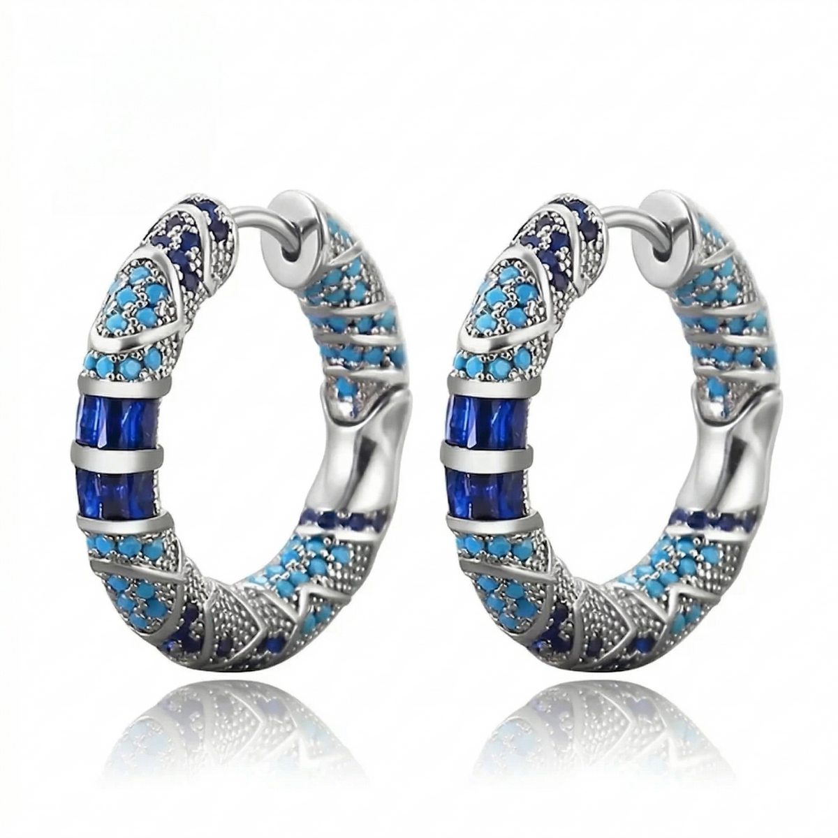 Icy Spark Hoop Earrings | White Gold