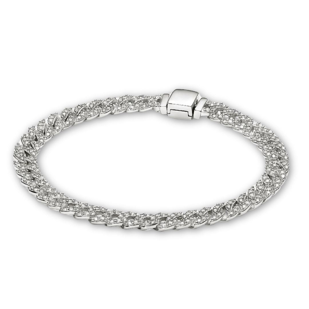 Pavé-armband med kubansk länk | Guld