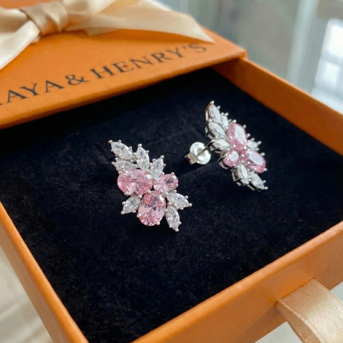 Lyra Blushbloom Earrings | White Gold
