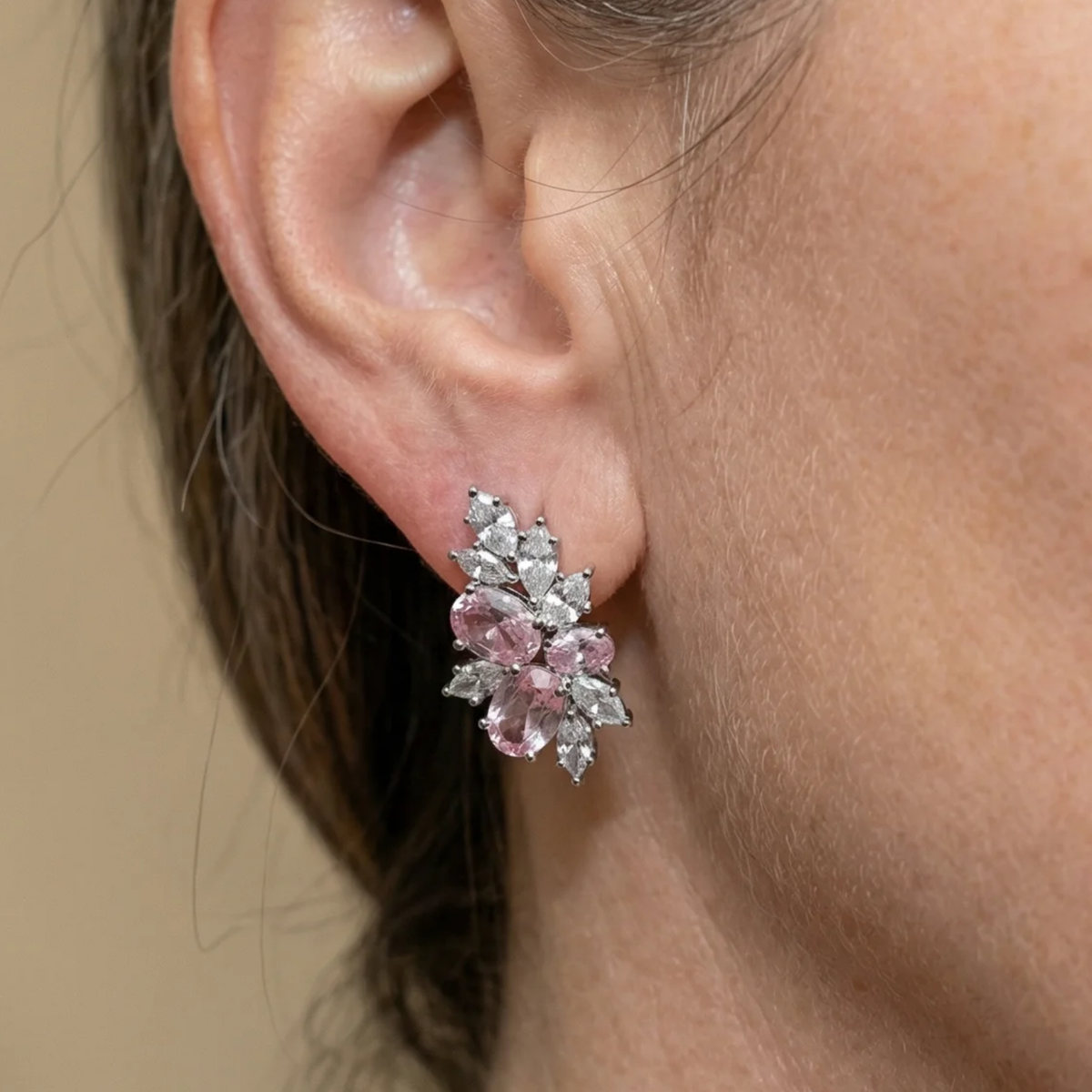 Lyra Blushbloom Earrings | White Gold
