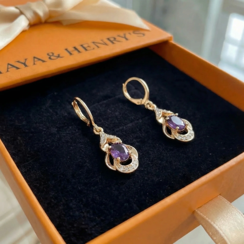 Moonlit Amethyst Teardrop Earrings | Rose Gold