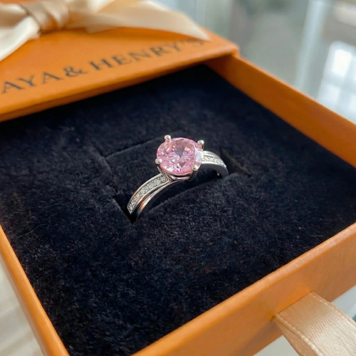 Moonlit Pink Contour-ring | Vitguld