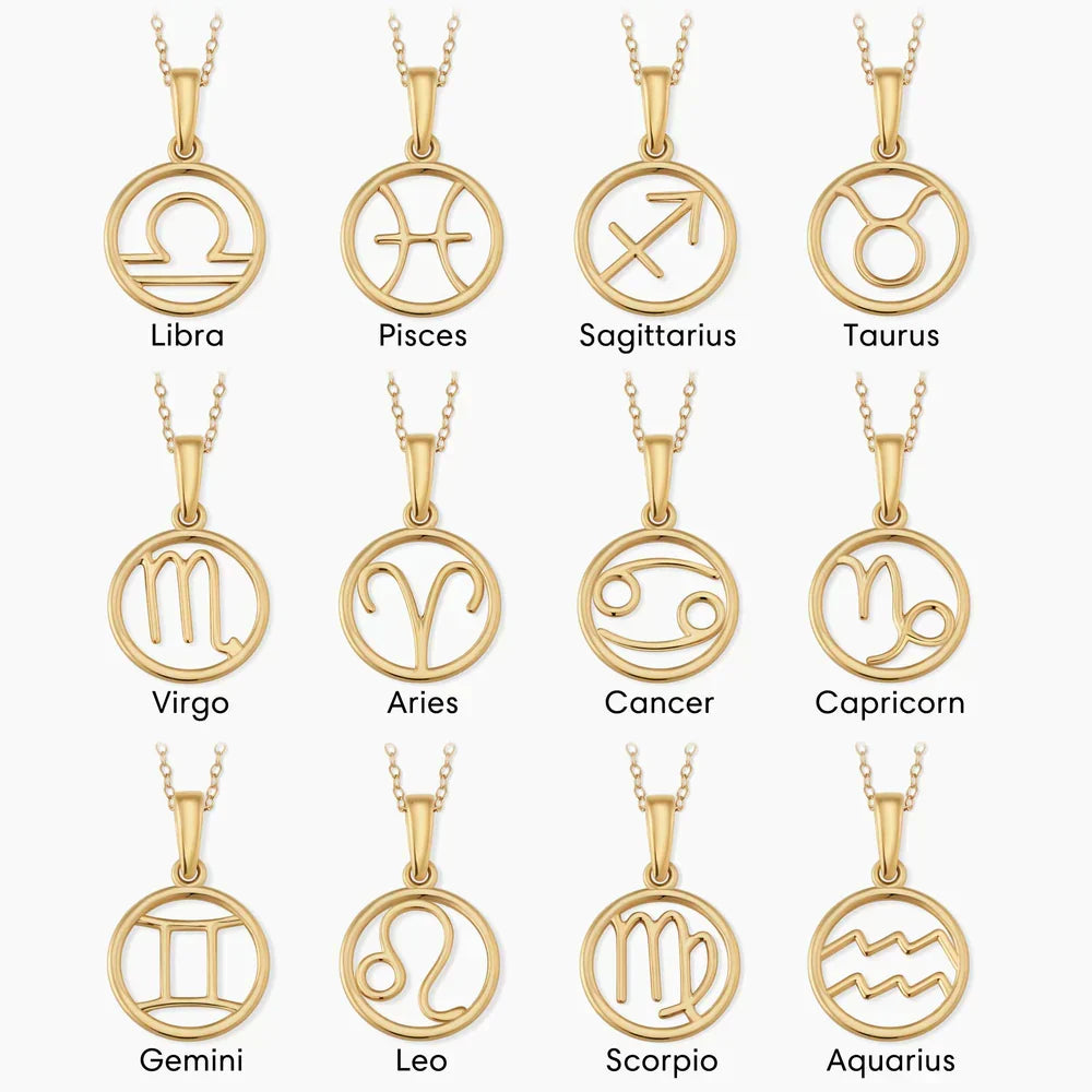 Zodiac sign necklace | White Gold