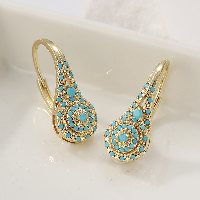 Valenne Turquoise Cluster Earrings | Gold