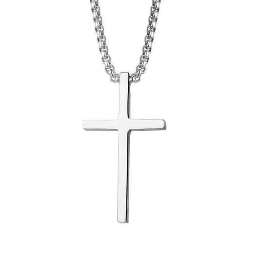 Halsband med kors i bezelinfattning | Vitguld