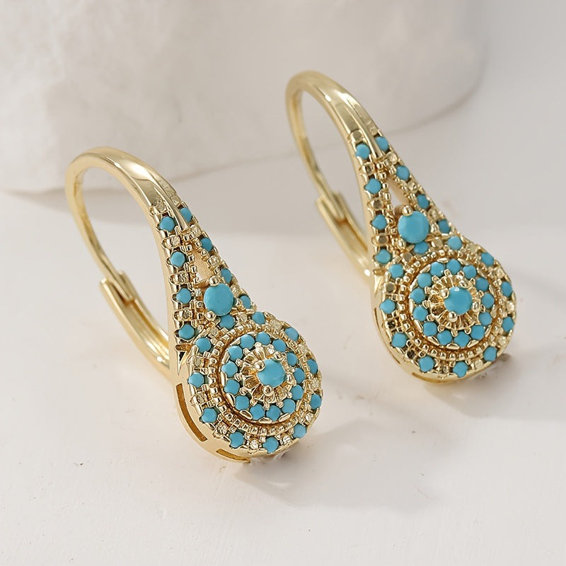 Valenne Turquoise Cluster Earrings | Gold