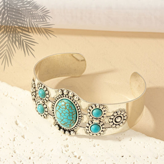 Seren armring med turkos | Vitguld