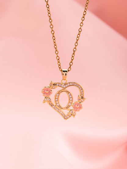 Halsband med blomberlock och initial | Guld