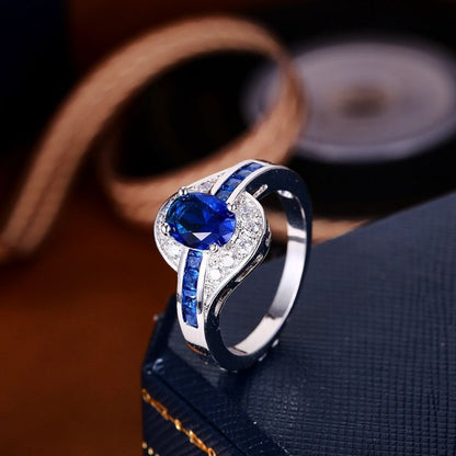 Sapphire Flow-ring | Vitguld