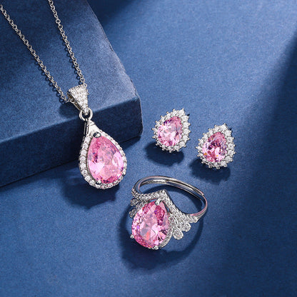 Aria Teardrop Pink-set | Vitguld