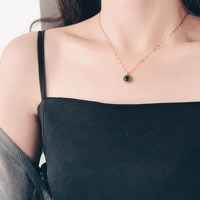 Halsband med smaragdurtavla | Guld