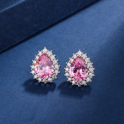 Aria Teardrop Pink-set | Vitguld