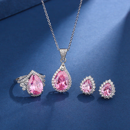 Aria Teardrop Pink-set | Vitguld