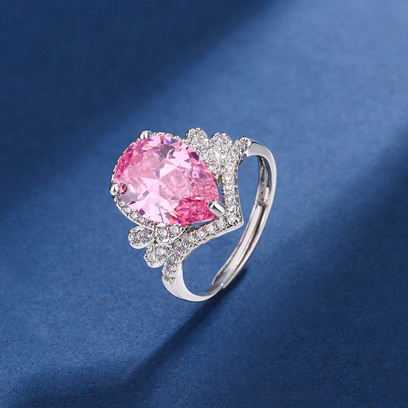 Aria Teardrop Pink-set | Vitguld