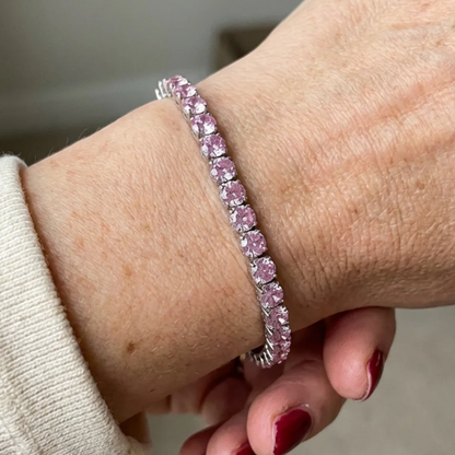 Tennisarmband med rosa safirer | Vitguld