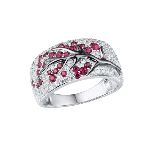 Ring med rubinblommor | Vitguld