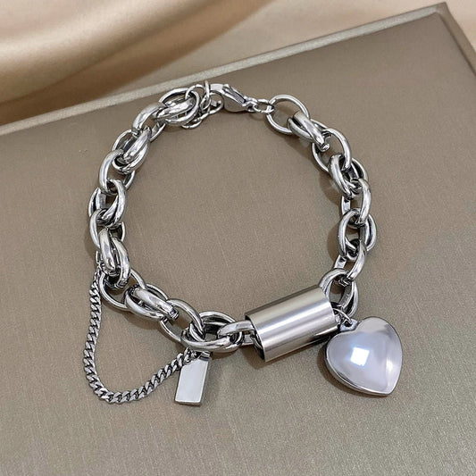 Heartened Chunky-armband | Vitguld