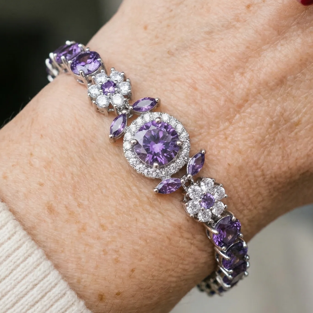 Velmira Crown tennisarmband | Vitguld