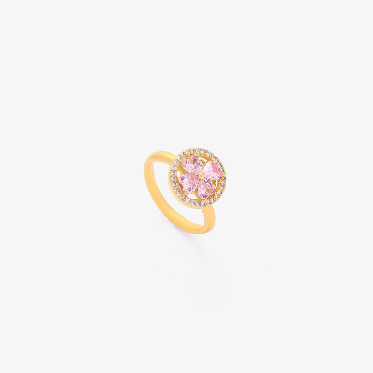 Snurrring med rosa hjärtblommor | Guld