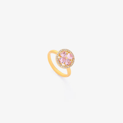 Snurrring med rosa hjärtblommor | Guld