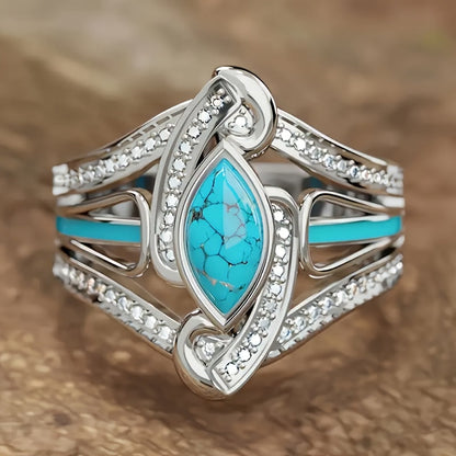 Turkos Marquis Statement-ring | Vitguld