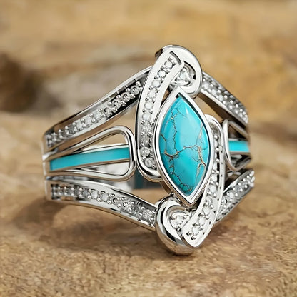 Turkos Marquis Statement-ring | Vitguld